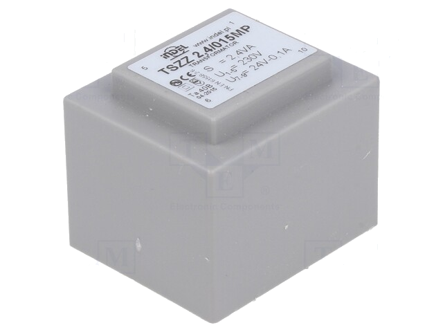 Transformator: ingegoten; 2,4VA; 230VAC; 24V; 100mA; PCB; IP00 Transformator: ingegoten; 2,4VA; 230VAC; 24V; 100mA; PCB; IP00
